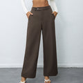 Elegant Temperament Casual Solid Color Button Wide Leg Suit Pants - Other