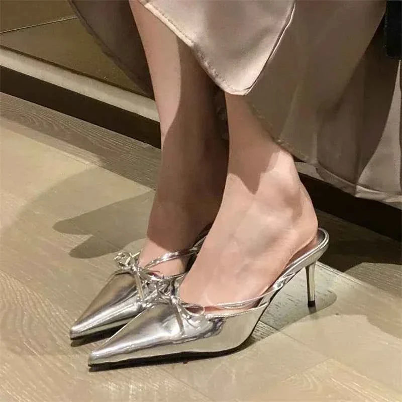 Elegant Thin High Heel Slide Sandals Women