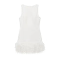 Elegant Women Feathers Mini Dress - XS / WHITE - Other