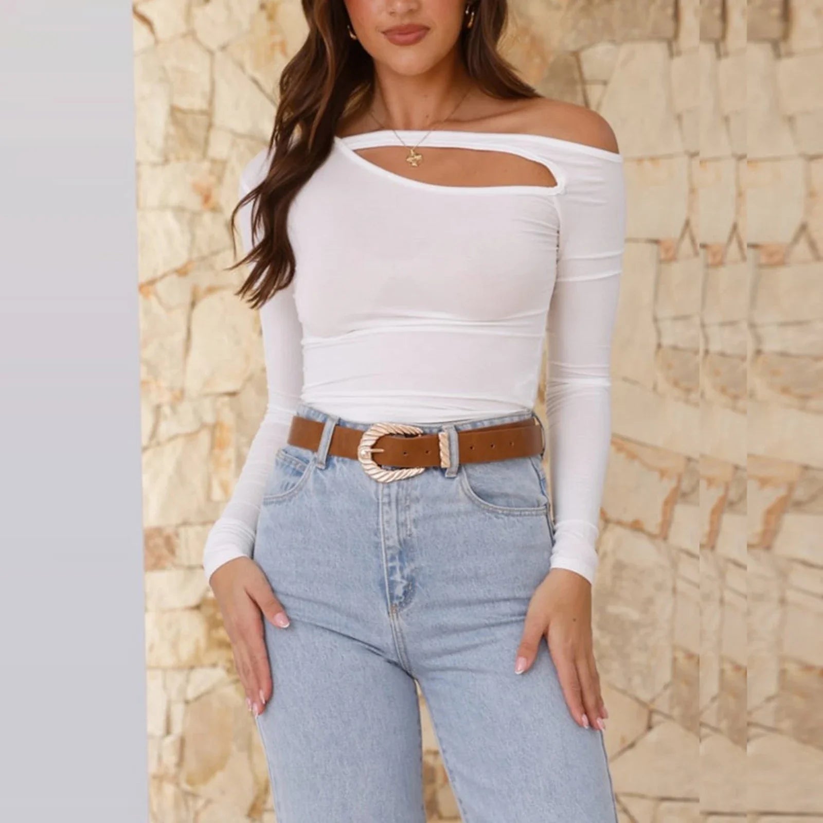 Elegant Women’s Asymmetric Cropped Top - E / S