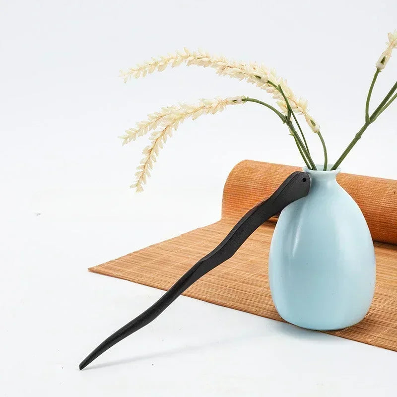 Elegant Wood Hair Stick for Women Hairpins - Black