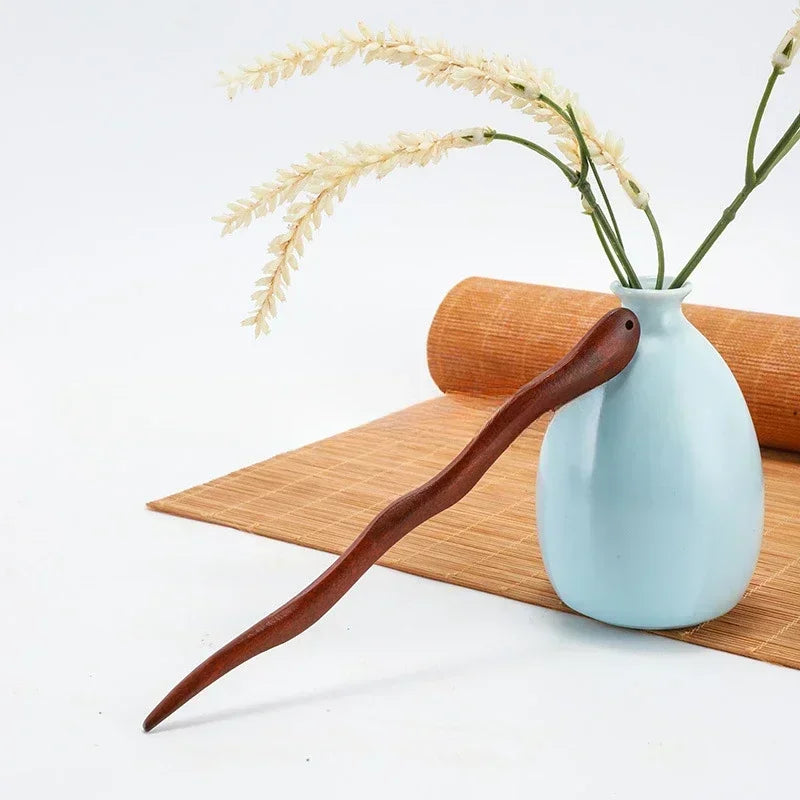 Elegant Wood Hair Stick for Women Hairpins - Red