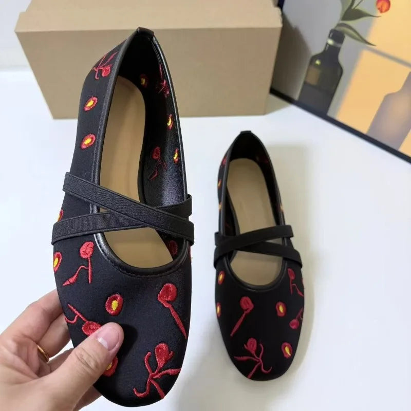 Embroidered Floral Women Shoes