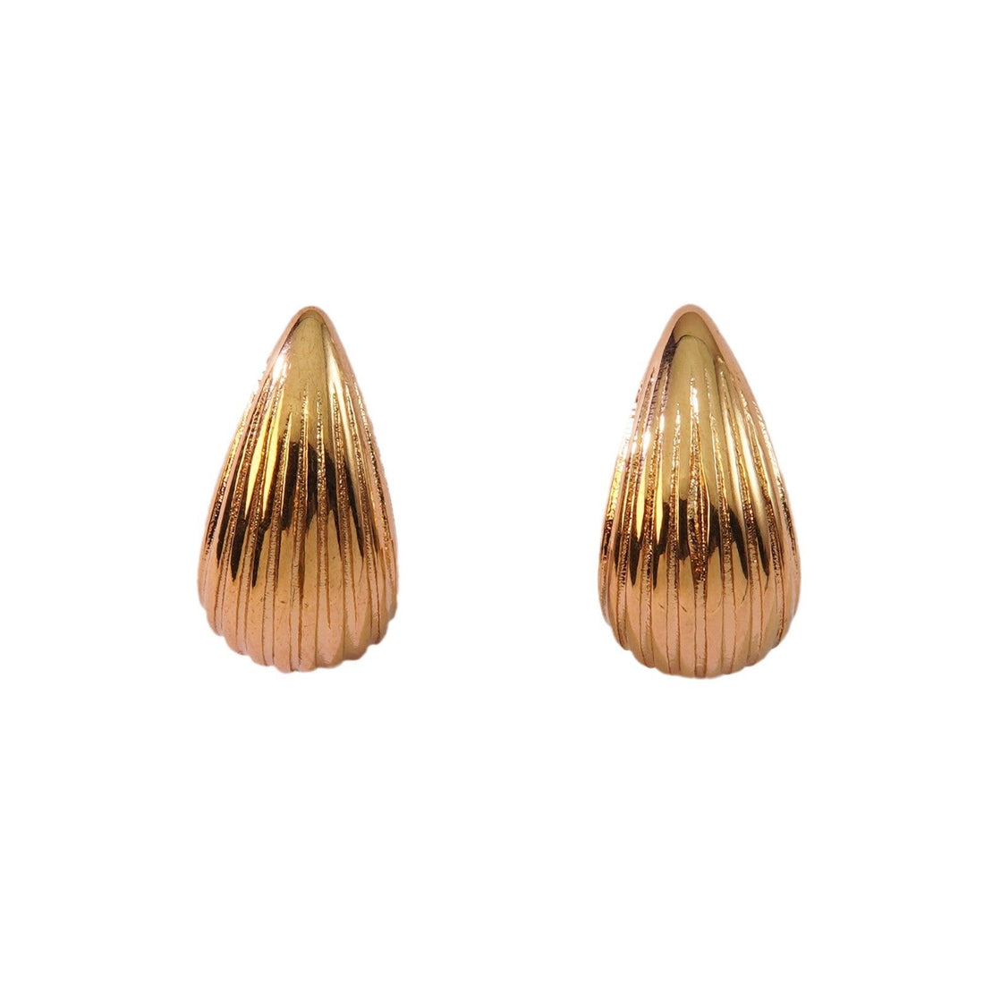 Exaggerated Advanced 18K Gold Stripes Water Drop Ear Studs Personality - WK507 - electronic accessories