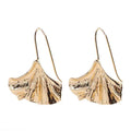 Exaggerated Ginkgo Leaf Golden Metal Alloy Earrings - Gold - electronic accessories