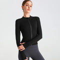 Exercise Jacket Slimming Shaping Zipper Top - Black / XL