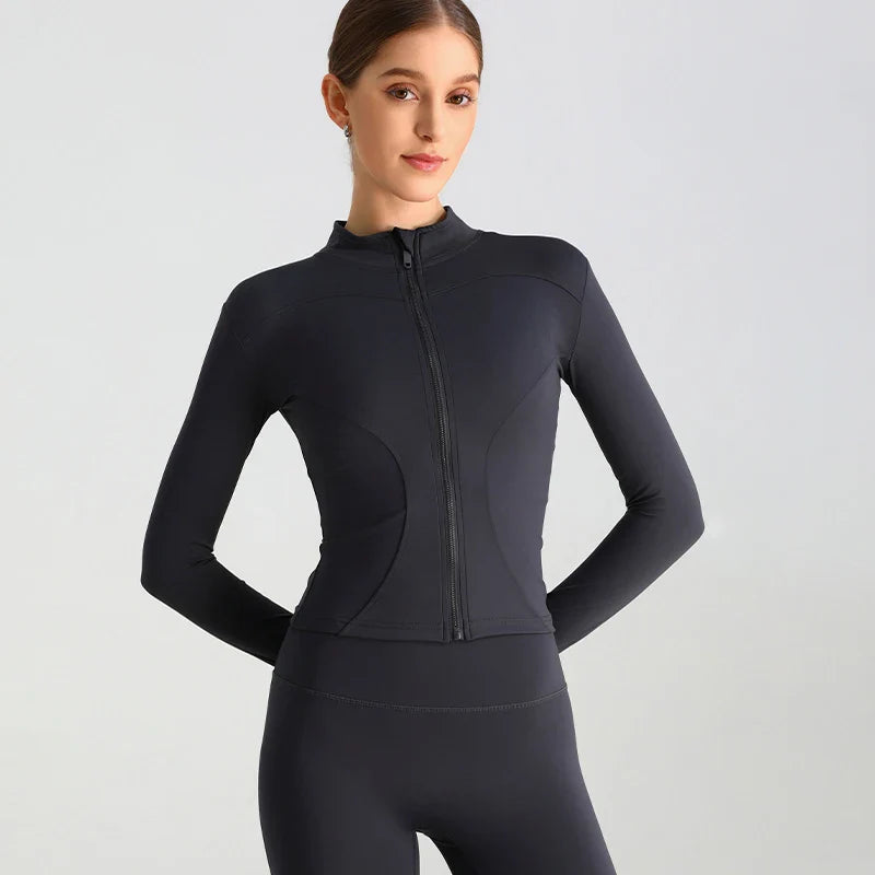 Exercise Jacket Slimming Shaping Zipper Top - Dark Grey / 2XL