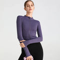 Exercise Jacket Slimming Shaping Zipper Top - Eggplant Purple / XL