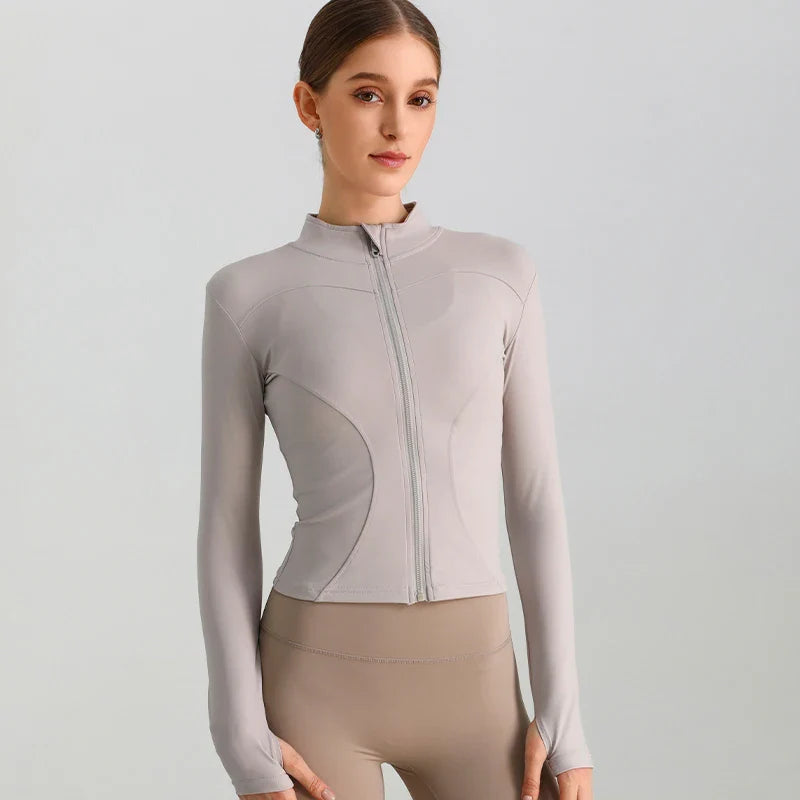 Exercise Jacket Slimming Shaping Zipper Top - Eggplant Purple / XL