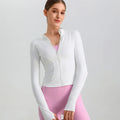 Exercise Jacket Slimming Shaping Zipper Top - Milk White / M