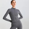 Exercise Jacket Slimming Shaping Zipper Top - Rhinoceros Grey / 2XL