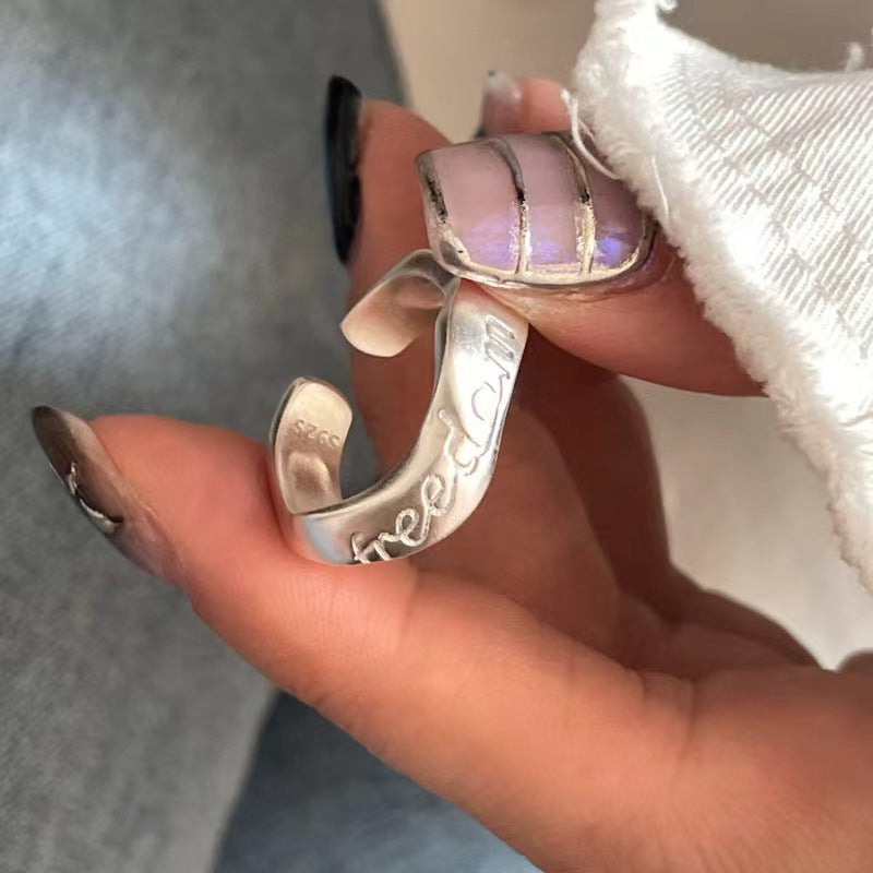 Open-end Personality Ring Women's Frosted Texture Moon Letters - Norellé