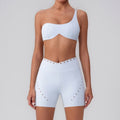 Shoulder Top Quick-drying With Chest Pad Sports Bra Seamless Yoga Clothes Shorts Cropped Pants Two-piece Suit - Norellé