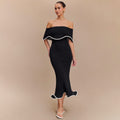Contrast Color Waist Trimming Ruffles Tube Top Dress - Norellé