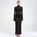 Women's Turtleneck Lace Long Sleeve Dress - Norellé