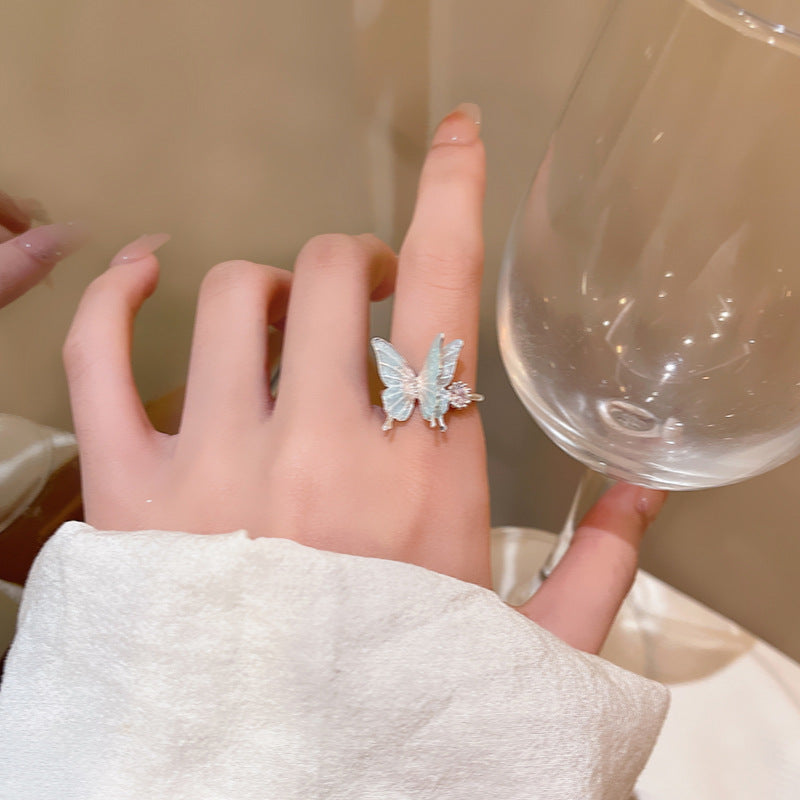Korean Style Fairy Temperamental Colorful Butterfly Ring - Norellé
