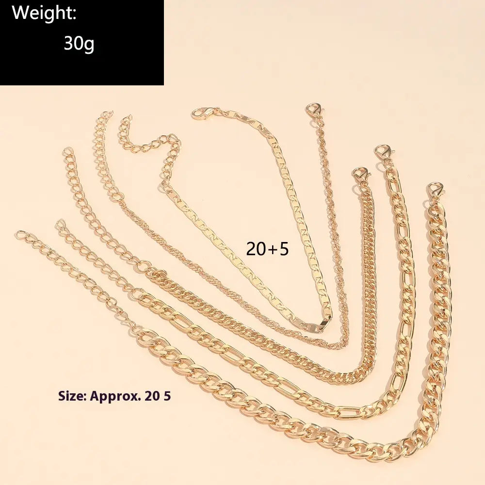 Simple Graceful Metal Chain Retro Creative Snake Anklet Five-piece Set