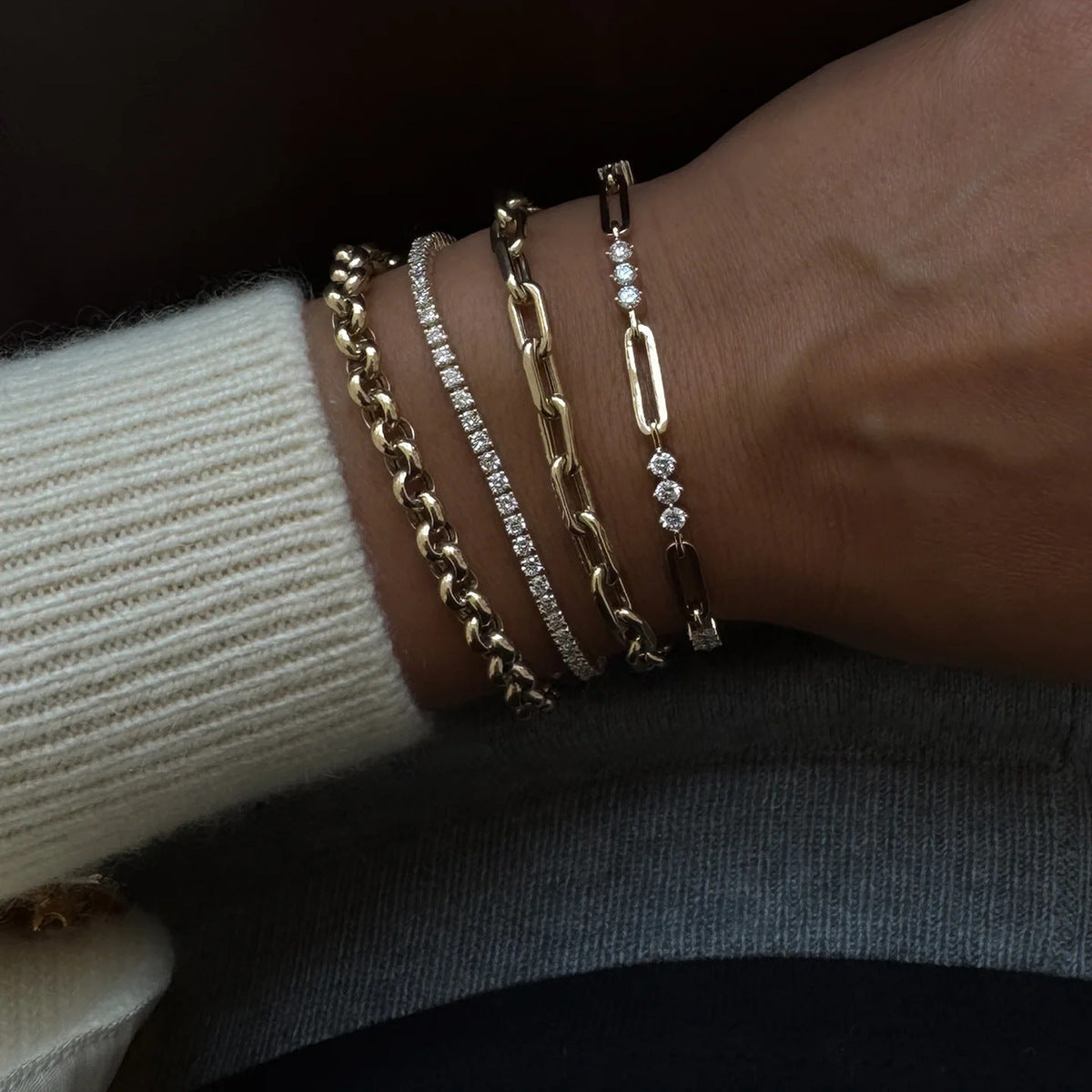 Stainless Steel Full Diamond Tennis Chain Women's Bracelet - Norellé