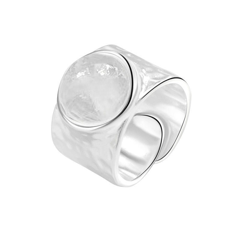 Inlaid Natural Crystal Texture Open Ring - Norellé