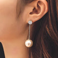 Sterling Silver Needle Pearl Earrings Exaggerated And Personalized - Norellé