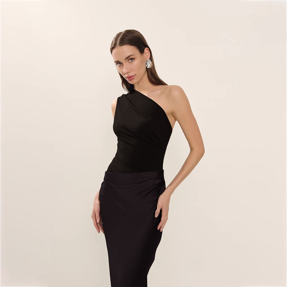 Satin Elegant Slim-fit One-shoulder Dress Sheath