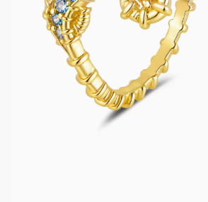 Ocean Seahorse Open Ring Female Inlaid With Green Zirconium