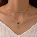 Vintage Grandmother Blue Green Pearl Multilayer Simplicity Necklace - Norellé