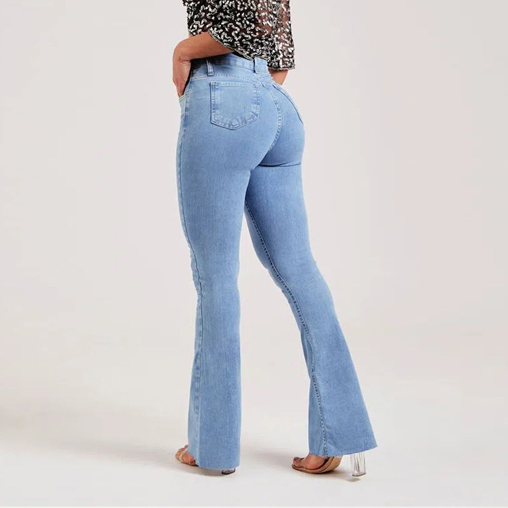 Slim Fit Stretch Fashion Light Color Bell-bottom Pants Women - Norellé