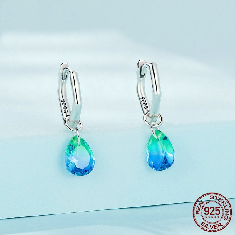 Sterling Silver S925 Water Drop Earrings Simple Gradient - Norellé
