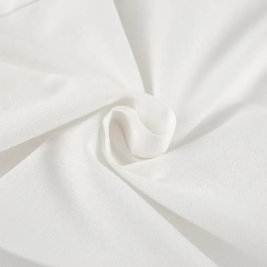 White Cotton Linen Sleeveless Stand Collar Top Slit Loose Long Skirt Two-piece Set