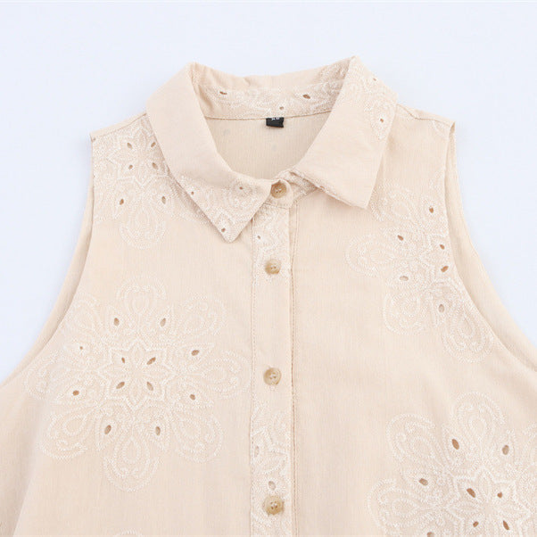 Hollow Embroidery Sleeveless Dress - Norellé