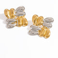 Special-interest Design Contrast Color Plating 18K Real Gold Titanium Steel Ear Studs Female - Norellé
