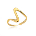 Stainless Steel Pearl Hollow Geometry Open Ring - Norellé
