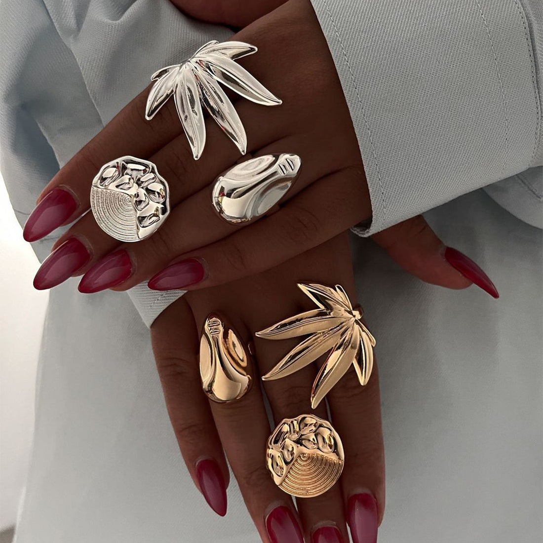 Stainless Steel Maple Leaf Ring Titanium Steel No Fading - Norellé