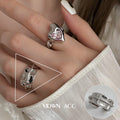 Shiny Geometric Ring Female Fashion Temperament Multi-layer Line Open Ring I - Norellé