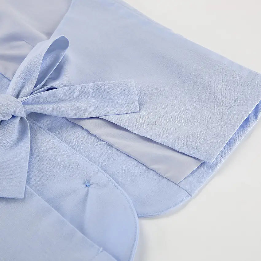 Blue Cotton Linen Sleeveless Waistcoat Vest Trousers Suit