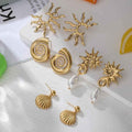 Colorfast Ornament High-grade Fashion Special-interest Simple Starfish Conch Sun Earrings - Norellé