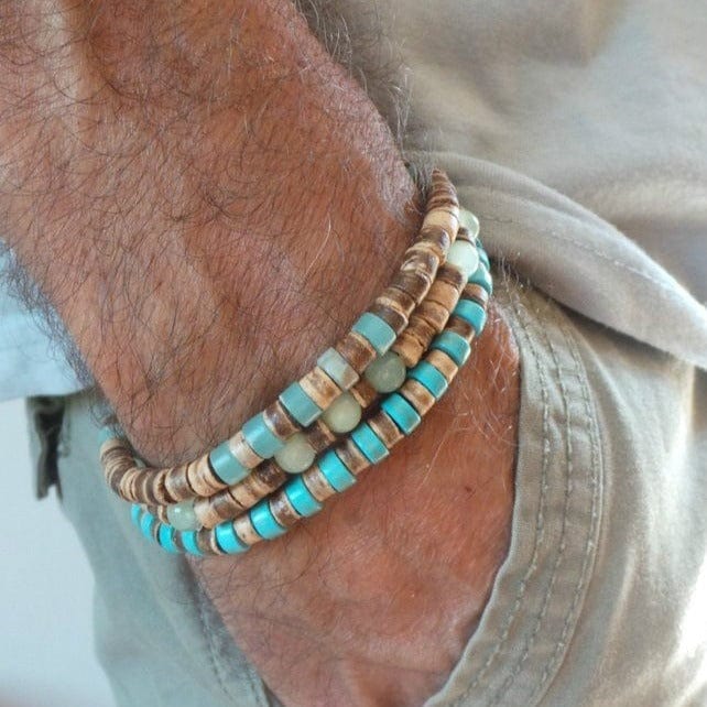 Simple Turquoise Wooden Bead Bracelet - Norellé