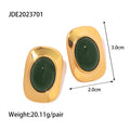 Stainless Steel Studs Ornament Green Agate - Norellé