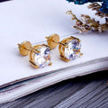 Gold-plated Micro-inlaid Round Zircon Ear Studs Earrings - Norellé