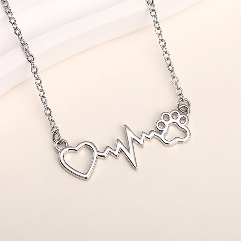 Cat Paw Necklace Heartbeat Chart - Norellé