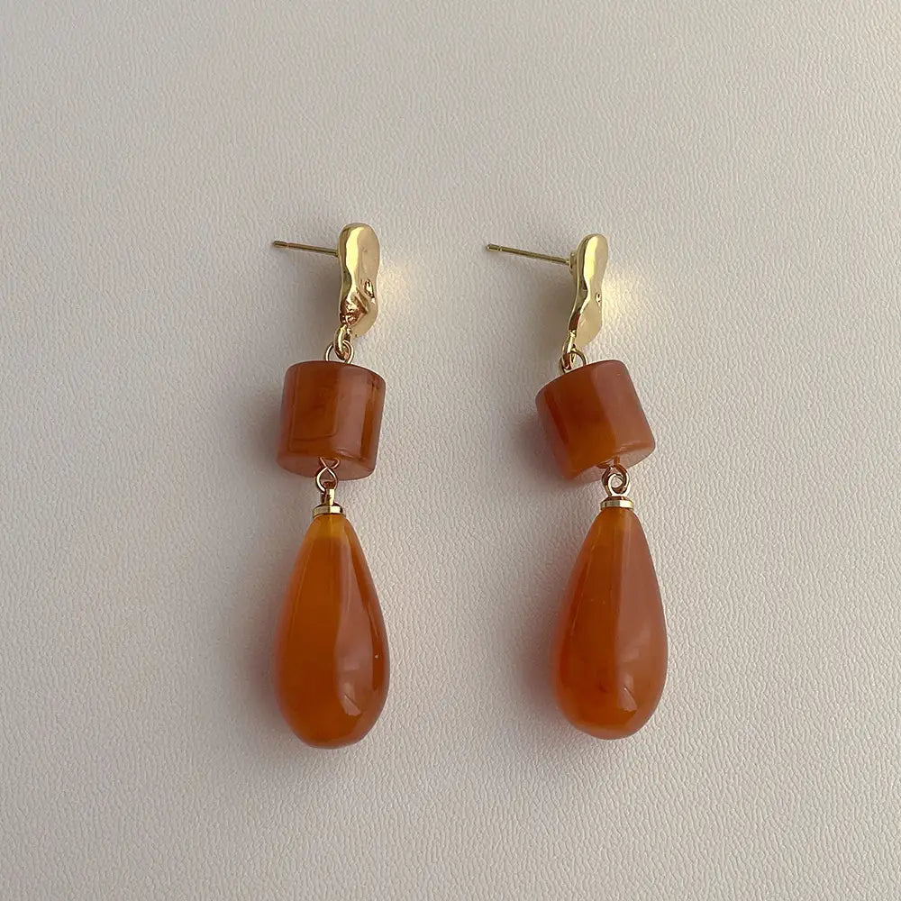 Resin Long Tassel Water Drop Earrings For Women