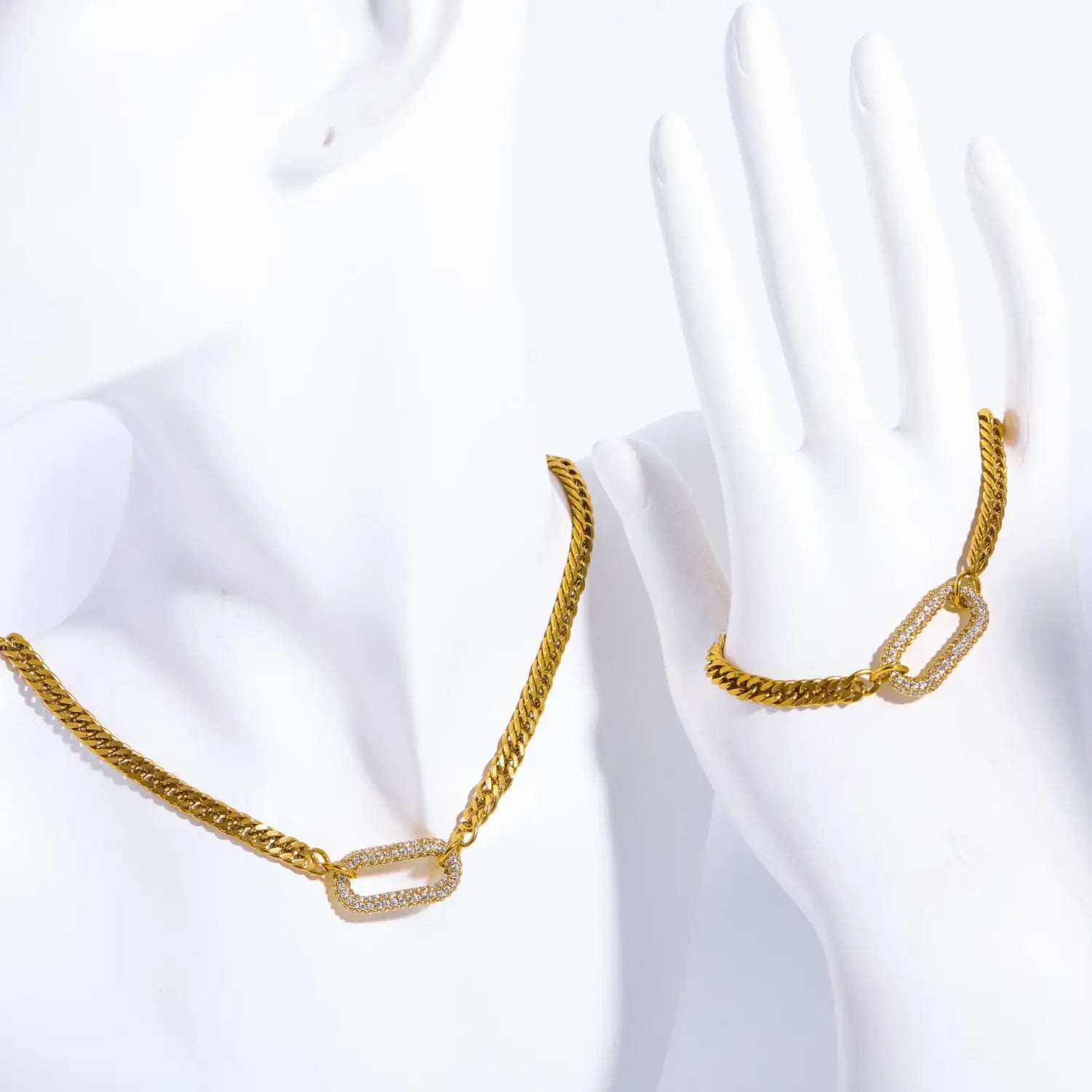 Punk Rock Diamond-embedded Geometric Clavicle Chain