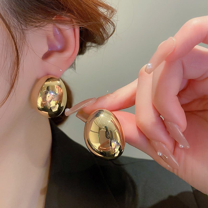 Gold Plated Silver Needle Irregular Oval Earrings - Norellé