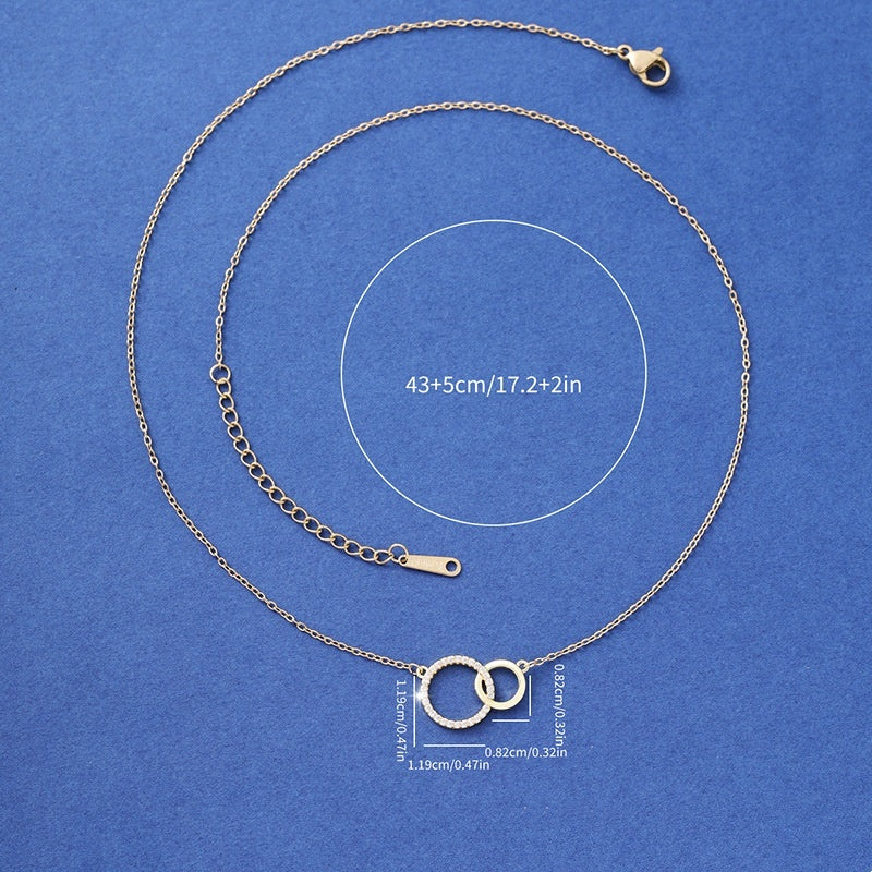 Women's Simple Design Asymmetrical Size Double Ring Clavicle Necklace Versatile - Norellé