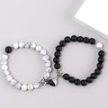 Black And White Love Magnet Suction Couple Bracelet Pair - Norellé