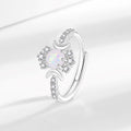 Platinum Round White Opal Glossy Double Moon Edge - Norellé