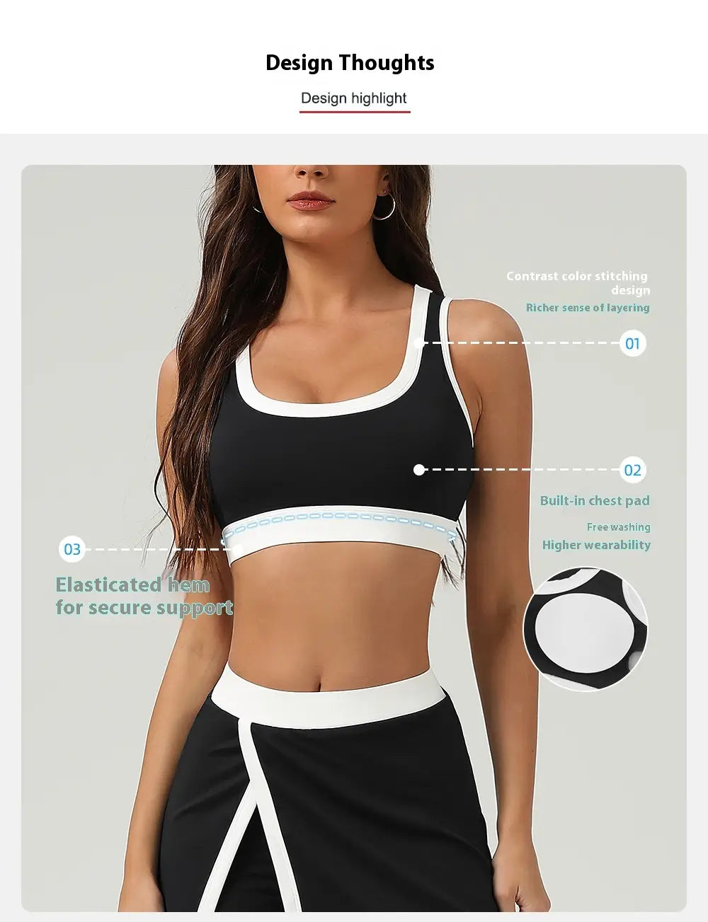 Color Matching Nude Feel Sports Underwear Quick-drying Shockproof Yoga Vest