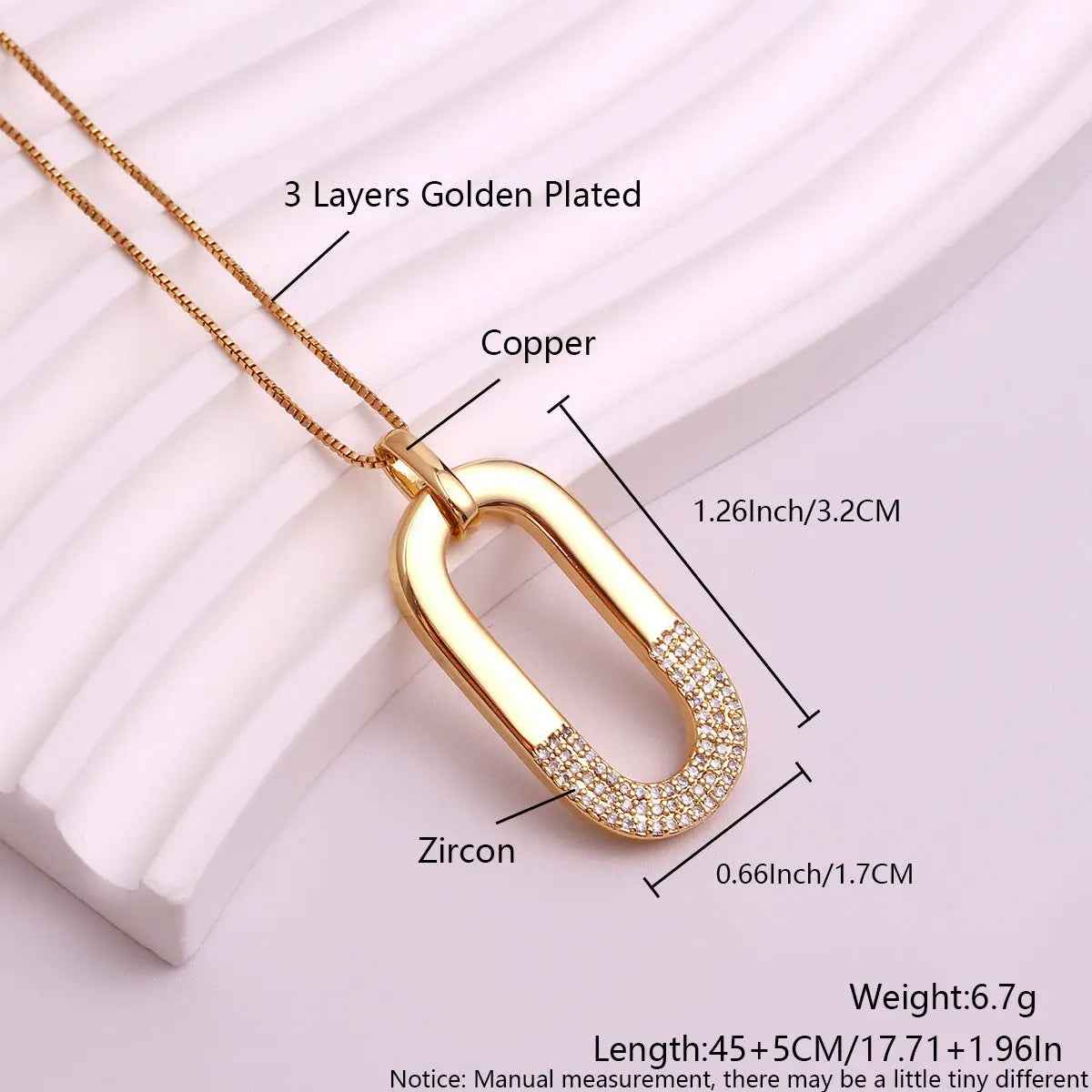 Oval Inlaid Zircon Ear Stud Necklace Female - Norellé