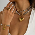 Color Matching Ornament Stainless Steel Heart Necklace - Norellé